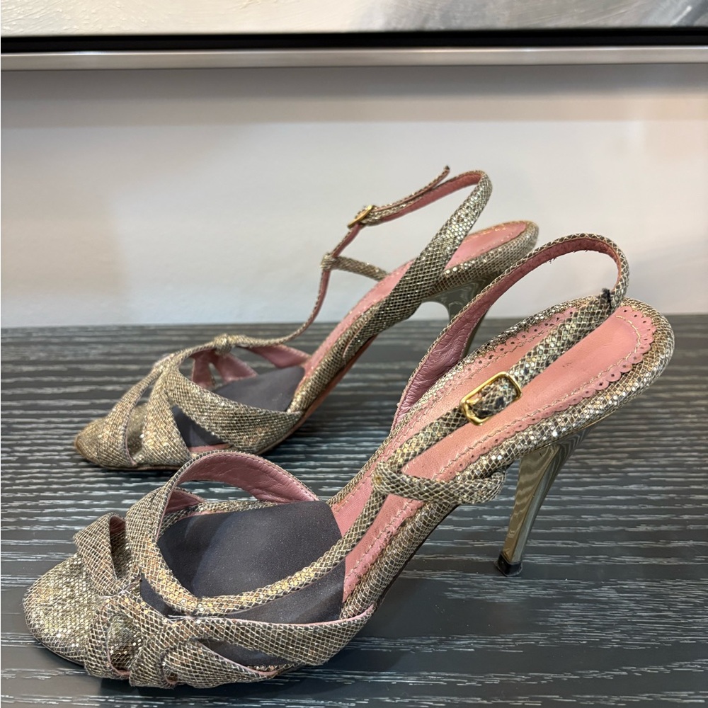 Jean-Michel Cazabat Glittering Gold Heels